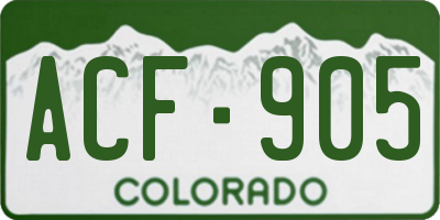 CO license plate ACF905