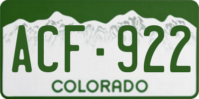CO license plate ACF922