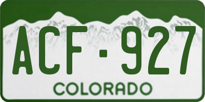 CO license plate ACF927