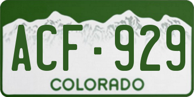 CO license plate ACF929