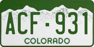 CO license plate ACF931
