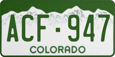 CO license plate ACF947