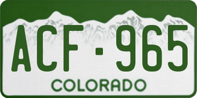 CO license plate ACF965