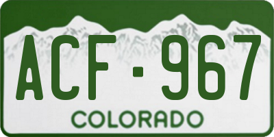 CO license plate ACF967