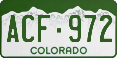 CO license plate ACF972