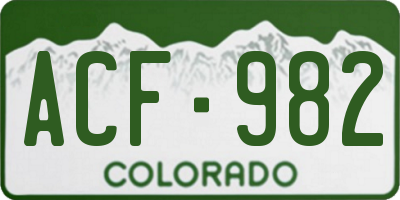 CO license plate ACF982