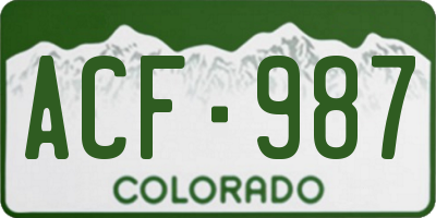 CO license plate ACF987