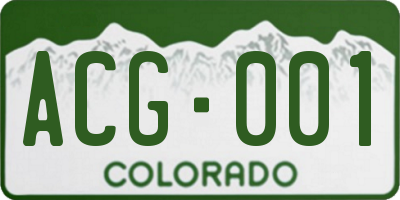 CO license plate ACG001