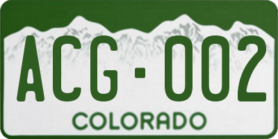 CO license plate ACG002