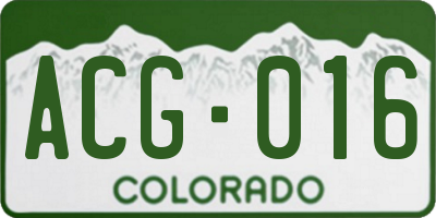 CO license plate ACG016