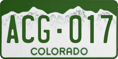 CO license plate ACG017