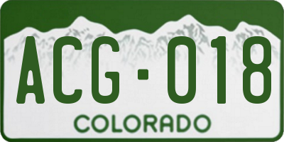 CO license plate ACG018