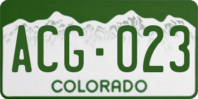 CO license plate ACG023