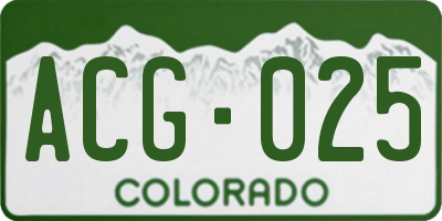 CO license plate ACG025
