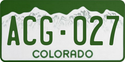 CO license plate ACG027