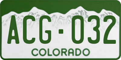 CO license plate ACG032