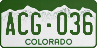 CO license plate ACG036