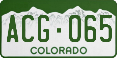 CO license plate ACG065