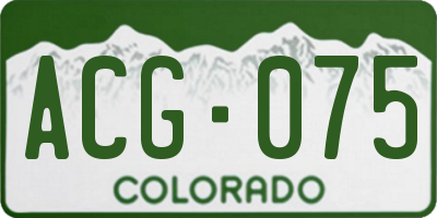 CO license plate ACG075