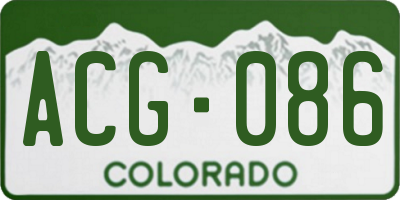 CO license plate ACG086