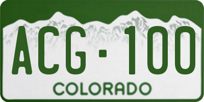 CO license plate ACG100
