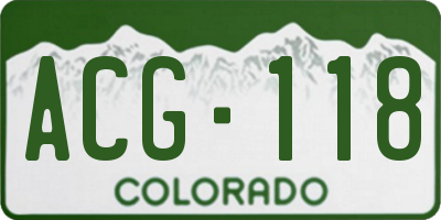 CO license plate ACG118