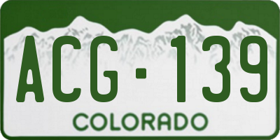 CO license plate ACG139