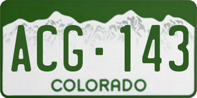 CO license plate ACG143