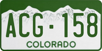CO license plate ACG158