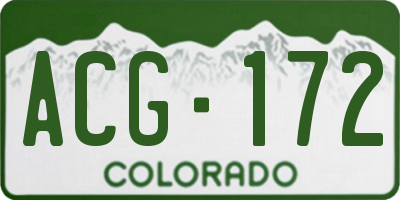 CO license plate ACG172