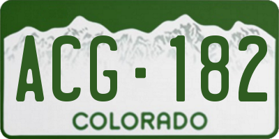 CO license plate ACG182