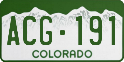 CO license plate ACG191