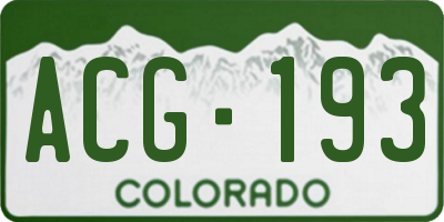 CO license plate ACG193