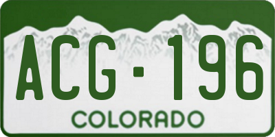 CO license plate ACG196