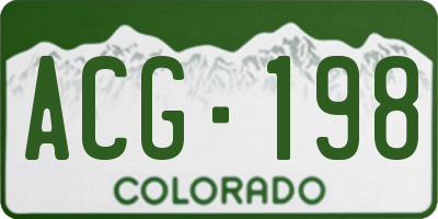 CO license plate ACG198