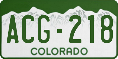 CO license plate ACG218