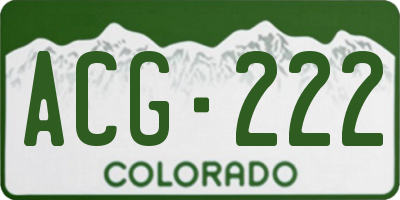 CO license plate ACG222