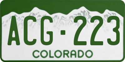 CO license plate ACG223