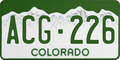 CO license plate ACG226