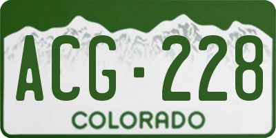 CO license plate ACG228