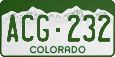 CO license plate ACG232
