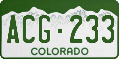 CO license plate ACG233