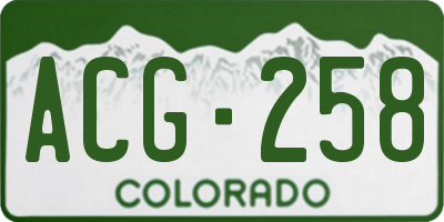 CO license plate ACG258