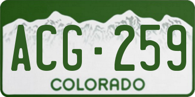 CO license plate ACG259