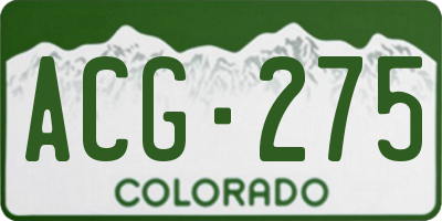 CO license plate ACG275