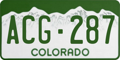CO license plate ACG287