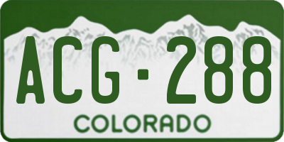 CO license plate ACG288