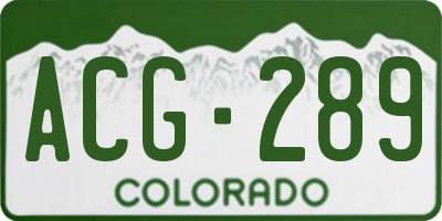 CO license plate ACG289