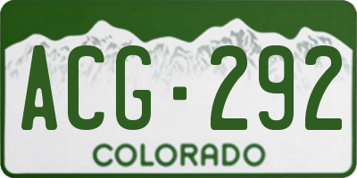 CO license plate ACG292