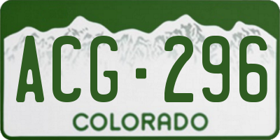 CO license plate ACG296